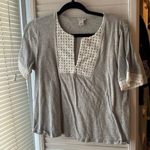 J.Crew Gray and White Top 
Size M
